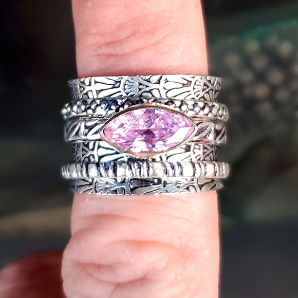 New Pink Topaz 925 Silver Spinner Meditation Ring. - Picture 6 of 10